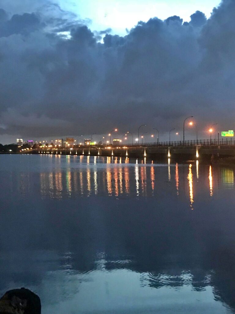 night time on a boat rental on lake underhill 